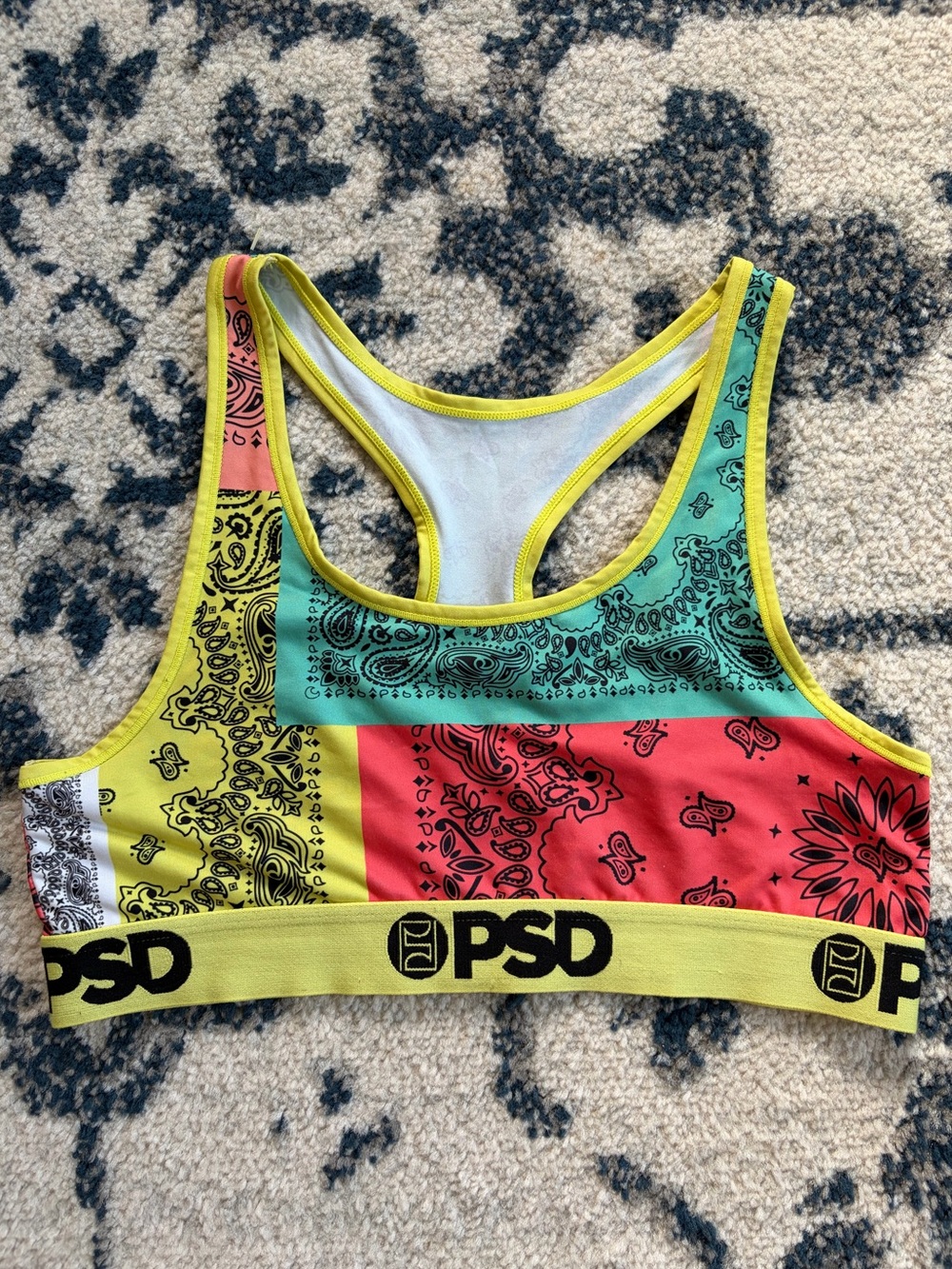 Psd Brights Patchwork Sports Bra Large